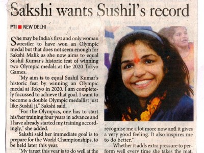 Sakshi wants Sushil's record