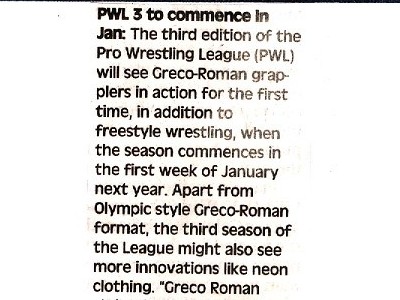 PWL 3 to commence in Jan